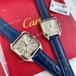 Swiss Quartz Cartier Santos-Dumont couple Watches Blue Leather Strap